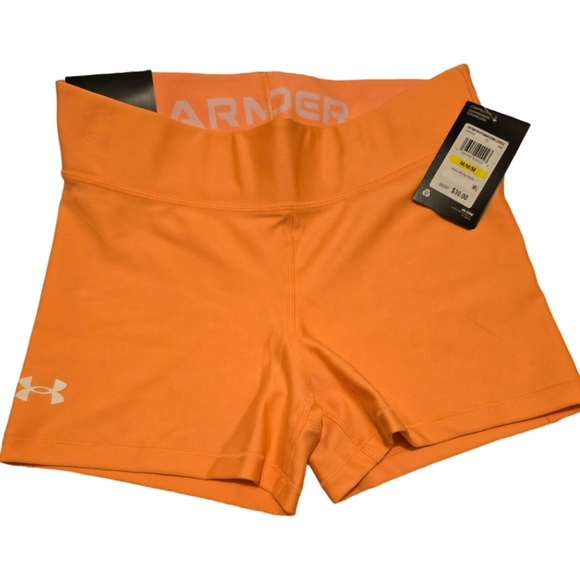 Under Armour Women's HeatGear Mid Rise Shorty Orange Size Med. NWT - Picture 4 of 4